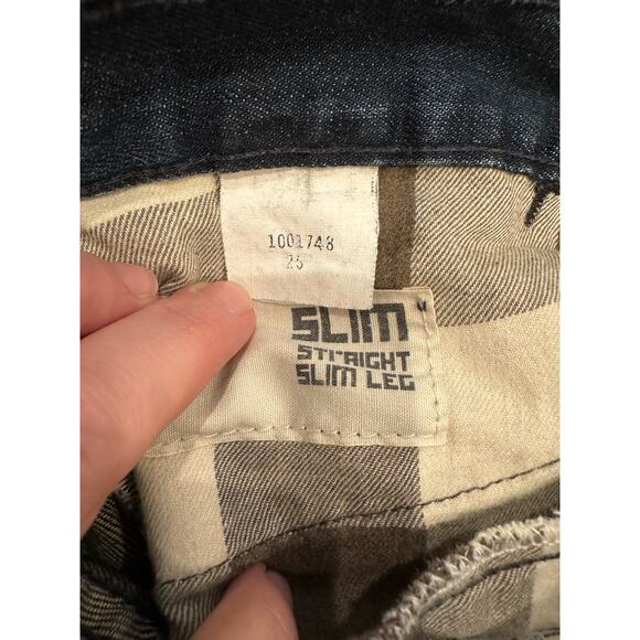 Rogan Slim Straight Leg Women's Sz 25 Low Rise Stretch Dark Wash Jeans 28x33 Y2K - Picture 11 of 11